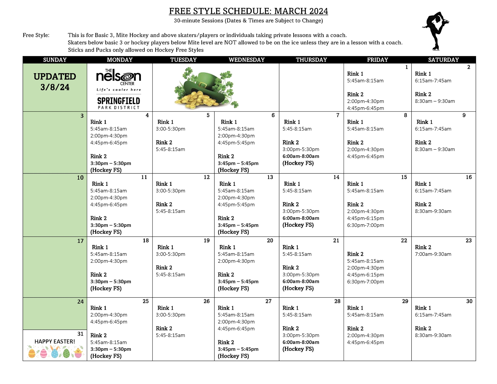 2024 March Free Style Schedule